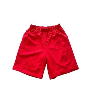 Vibrant Red Athletic Shorts Lightweight Mesh
